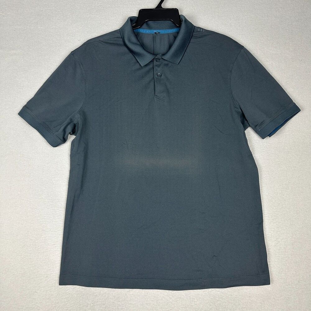 Lululemon Mens Size L Live In Practice Short Sleeve Pique Performance Polo Gray